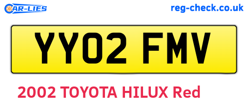 YY02FMV are the vehicle registration plates.
