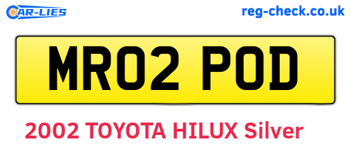 MR02POD are the vehicle registration plates.
