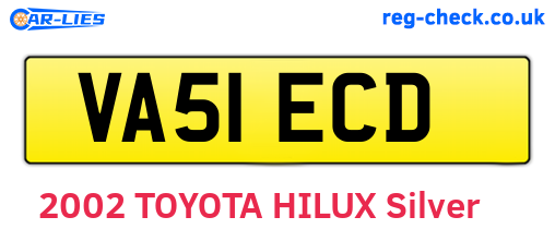 VA51ECD are the vehicle registration plates.