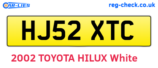 HJ52XTC are the vehicle registration plates.