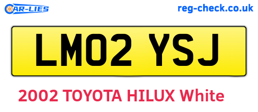 LM02YSJ are the vehicle registration plates.