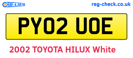 PY02UOE are the vehicle registration plates.