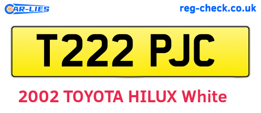 T222PJC are the vehicle registration plates.