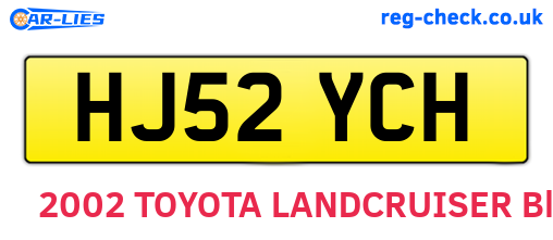 HJ52YCH are the vehicle registration plates.