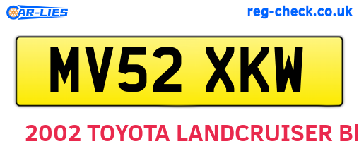 MV52XKW are the vehicle registration plates.