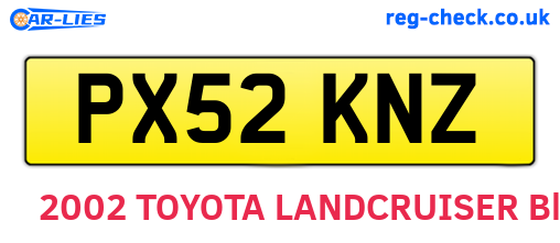 PX52KNZ are the vehicle registration plates.