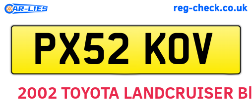 PX52KOV are the vehicle registration plates.