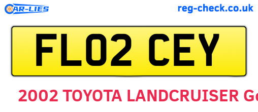 FL02CEY are the vehicle registration plates.