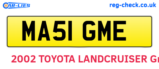 MA51GME are the vehicle registration plates.