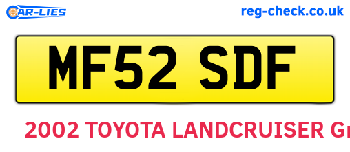 MF52SDF are the vehicle registration plates.