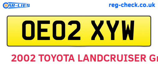 OE02XYW are the vehicle registration plates.