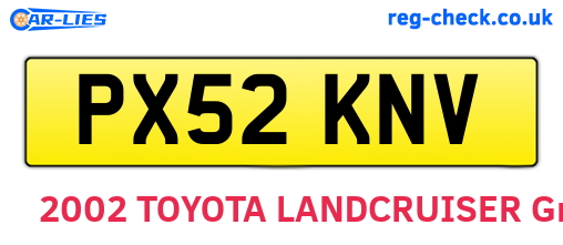 PX52KNV are the vehicle registration plates.