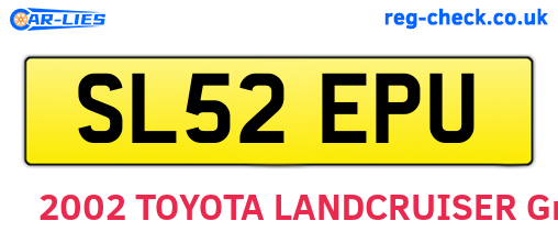 SL52EPU are the vehicle registration plates.
