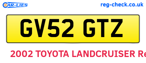 GV52GTZ are the vehicle registration plates.