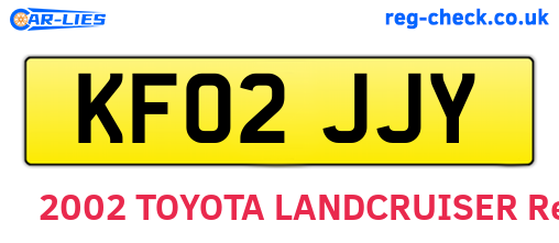 KF02JJY are the vehicle registration plates.