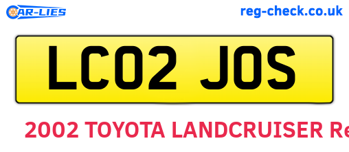 LC02JOS are the vehicle registration plates.