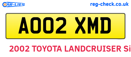 AO02XMD are the vehicle registration plates.