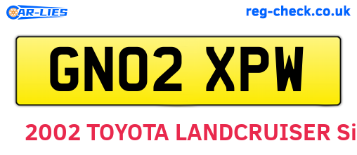 GN02XPW are the vehicle registration plates.