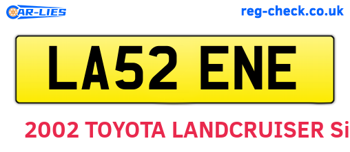LA52ENE are the vehicle registration plates.