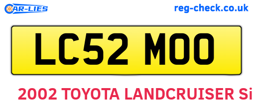 LC52MOO are the vehicle registration plates.