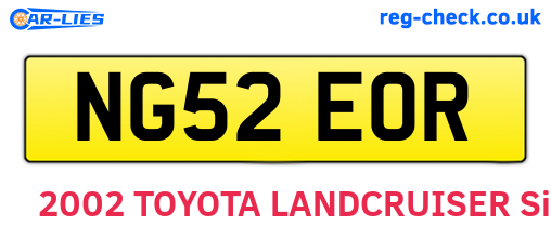 NG52EOR are the vehicle registration plates.