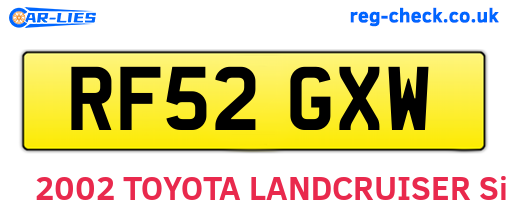 RF52GXW are the vehicle registration plates.