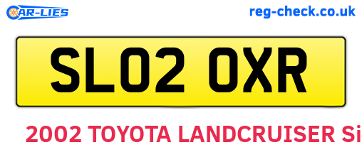 SL02OXR are the vehicle registration plates.