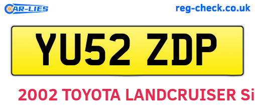 YU52ZDP are the vehicle registration plates.