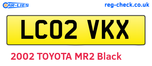 LC02VKX are the vehicle registration plates.
