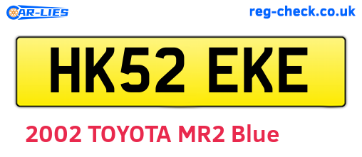 HK52EKE are the vehicle registration plates.