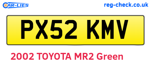 PX52KMV are the vehicle registration plates.