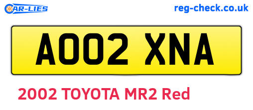 AO02XNA are the vehicle registration plates.