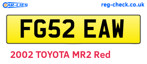 FG52EAW are the vehicle registration plates.