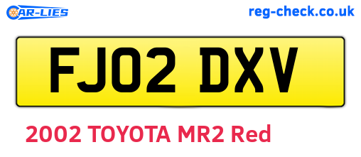 FJ02DXV are the vehicle registration plates.