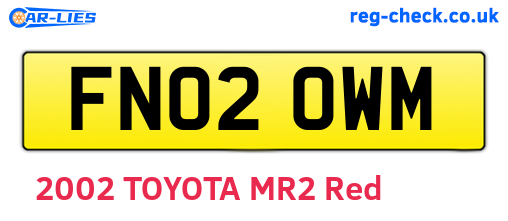 FN02OWM are the vehicle registration plates.