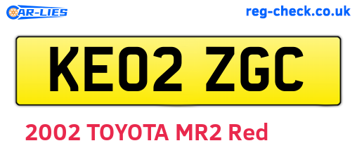 KE02ZGC are the vehicle registration plates.