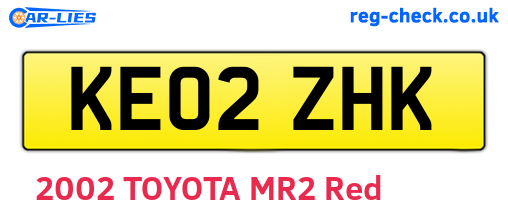 KE02ZHK are the vehicle registration plates.