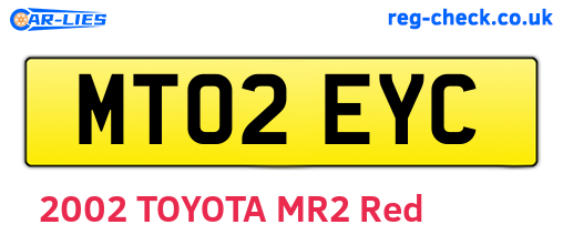 MT02EYC are the vehicle registration plates.