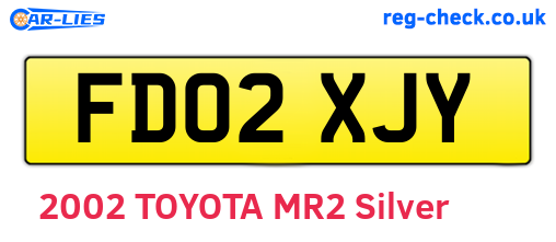 FD02XJY are the vehicle registration plates.