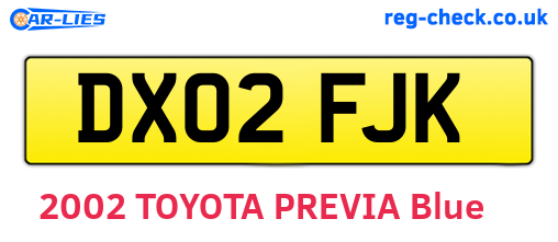 DX02FJK are the vehicle registration plates.