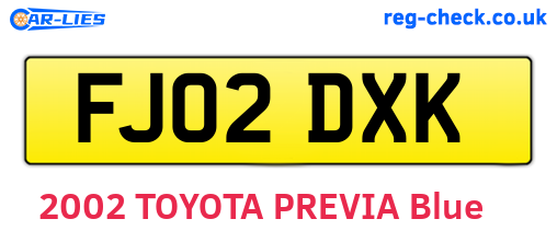 FJ02DXK are the vehicle registration plates.