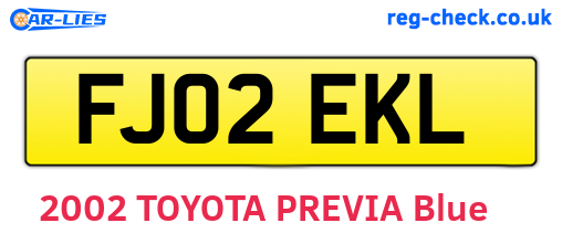 FJ02EKL are the vehicle registration plates.