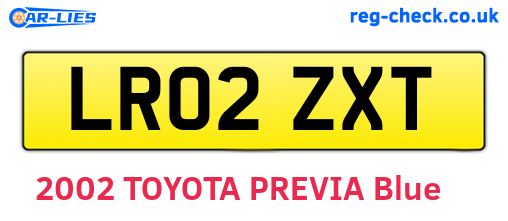 LR02ZXT are the vehicle registration plates.