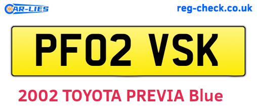 PF02VSK are the vehicle registration plates.