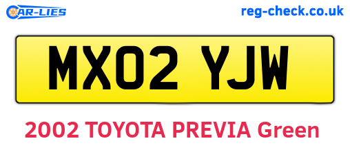 MX02YJW are the vehicle registration plates.