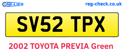 SV52TPX are the vehicle registration plates.
