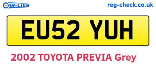 EU52YUH are the vehicle registration plates.