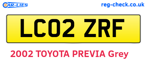 LC02ZRF are the vehicle registration plates.