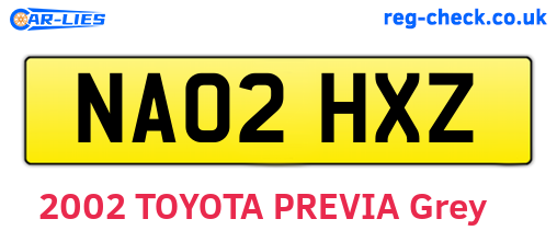 NA02HXZ are the vehicle registration plates.