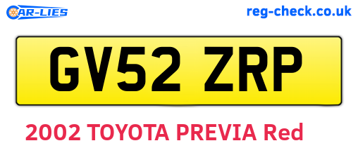 GV52ZRP are the vehicle registration plates.